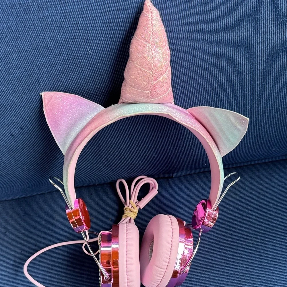 Sparkly Pink Unicorn Kids Headphones